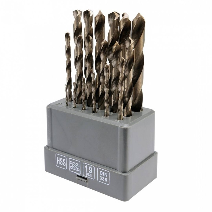 Sthor 21999 fúrószár készlet fémhez, 19 db, HSS, 1-10 mm