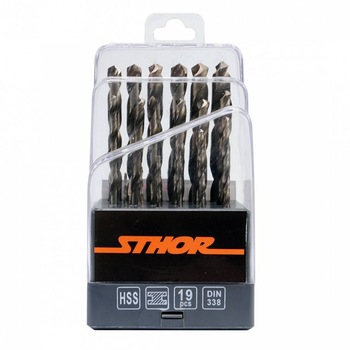 Set 19 burghie pentru metal Sthor 21999, HSS, 1-10 mm Set 19 burghie pentru metal Sthor 21999, HSS, 1-10 mm