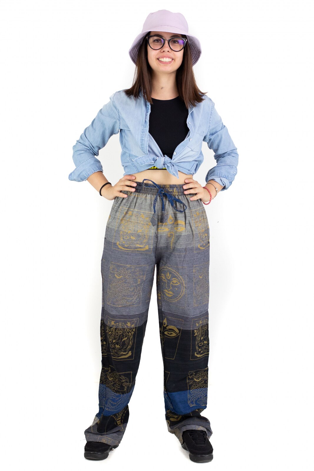 Pantaloni lejeri gri negru cu albastru - Heart of Hinduism