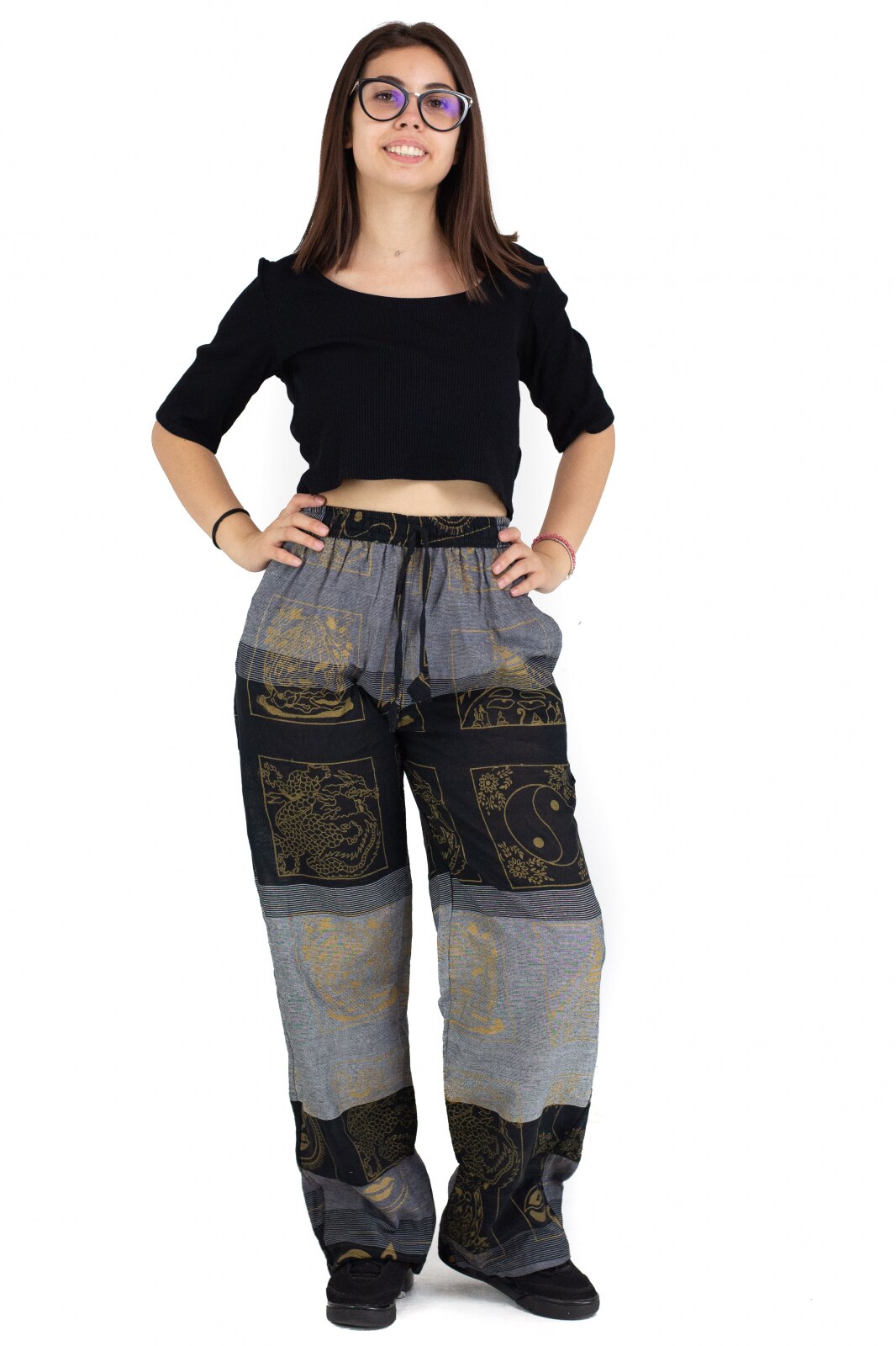 Pantaloni Ucca lejeri gri inchis, Heart of Hinduism