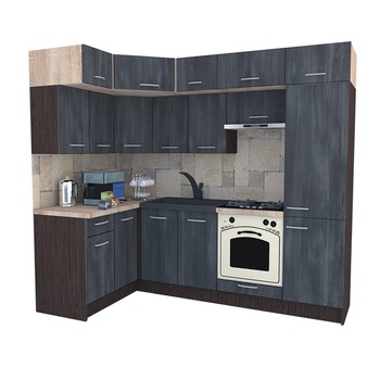 Set Bucatarie de Colt Genarom BIG GENA NEW DR. 140-250 x 225,5 x 60 cm, Cu Corp de Cuptor, Wenge / Decor 8509 Set Bucatarie de Colt Genarom BIG GENA NEW DR. 140-250 x 225,5 x 60 cm, Cu Corp de Cuptor, Wenge / Decor 8509