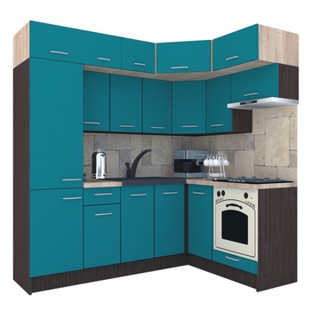 Set Bucatarie de Colt Genarom BIG GENA NEW ST. 160-230 x 225,5 x 60 cm, Cu Corp de Cuptor, Wenge / Decor 0245 Set Bucatarie de Colt Genarom BIG GENA NEW ST. 160-230 x 225,5 x 60 cm, Cu Corp de Cuptor, Wenge / Decor 0245