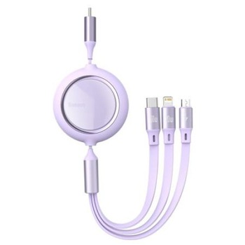 Cablu de date 3 in 1, Baseus Bright Mirror, Micro USB, USC-C si Lightning , Quick Charge, 100 W, 480 Mb/s. Lungime reglabila, max 1,2 m, Mov, TPE Cablu de date 3 in 1, Baseus Bright Mirror, Micro USB, USC-C si Lightning , Quick Charge, 100 W, 480 Mb/s. Lungime reglabila, max 1,2 m, Mov, TPE