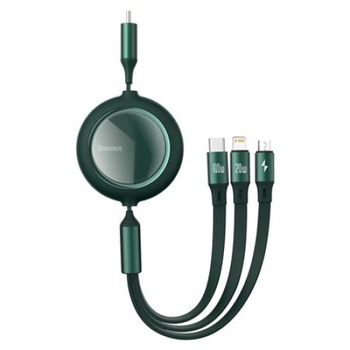 Cablu de date 3 in 1, Baseus Bright Mirror, Micro USB, USC-C si Lightning , Quick Charge, 100 W, 480 Mb/s. Lungime reglabila, max 1,2 m, Verde, TPE Cablu de date 3 in 1, Baseus Bright Mirror, Micro USB, USC-C si Lightning , Quick Charge, 100 W, 480 Mb/s. Lungime reglabila, max 1,2 m, Verde, TPE