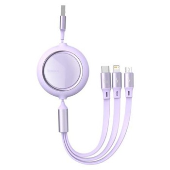Cablu de date 3 in 1, Baseus Bright Mirror, Micro USB, USC-C si Lightning , Quick Charge, 66 W, 480 Mb/s. Lungime reglabila, max 1,2 m, Mov, PC siTPE Cablu de date 3 in 1, Baseus Bright Mirror, Micro USB, USC-C si Lightning , Quick Charge, 66 W, 480 Mb/s. Lungime reglabila, max 1,2 m, Mov, PC siTPE