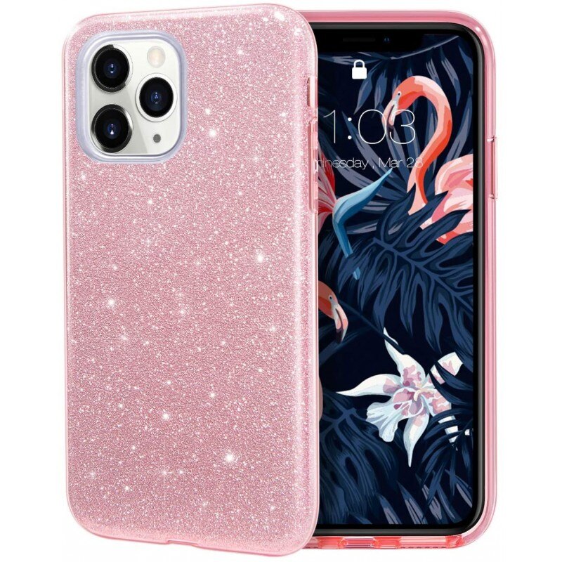 Husa de protectie pentru iPhone 13 Pro, material TPU, Pink Glitter, CBO-BBL3167