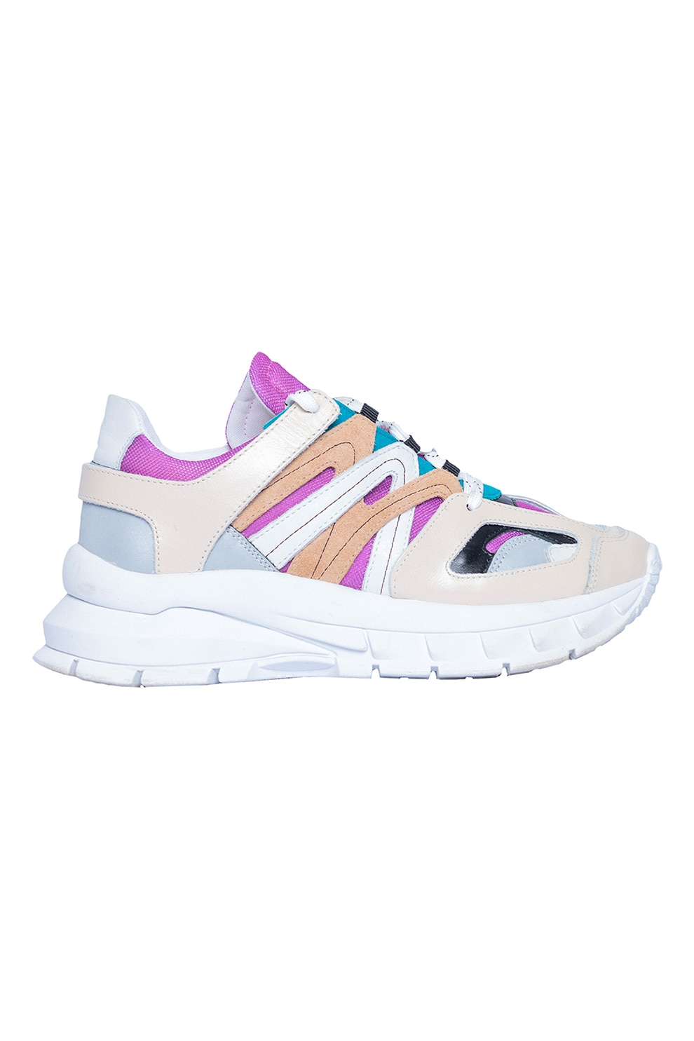Cloud 9, Pantofi sport cu insertii din piele si piele intoarsa Selena, roz orhidee, roz