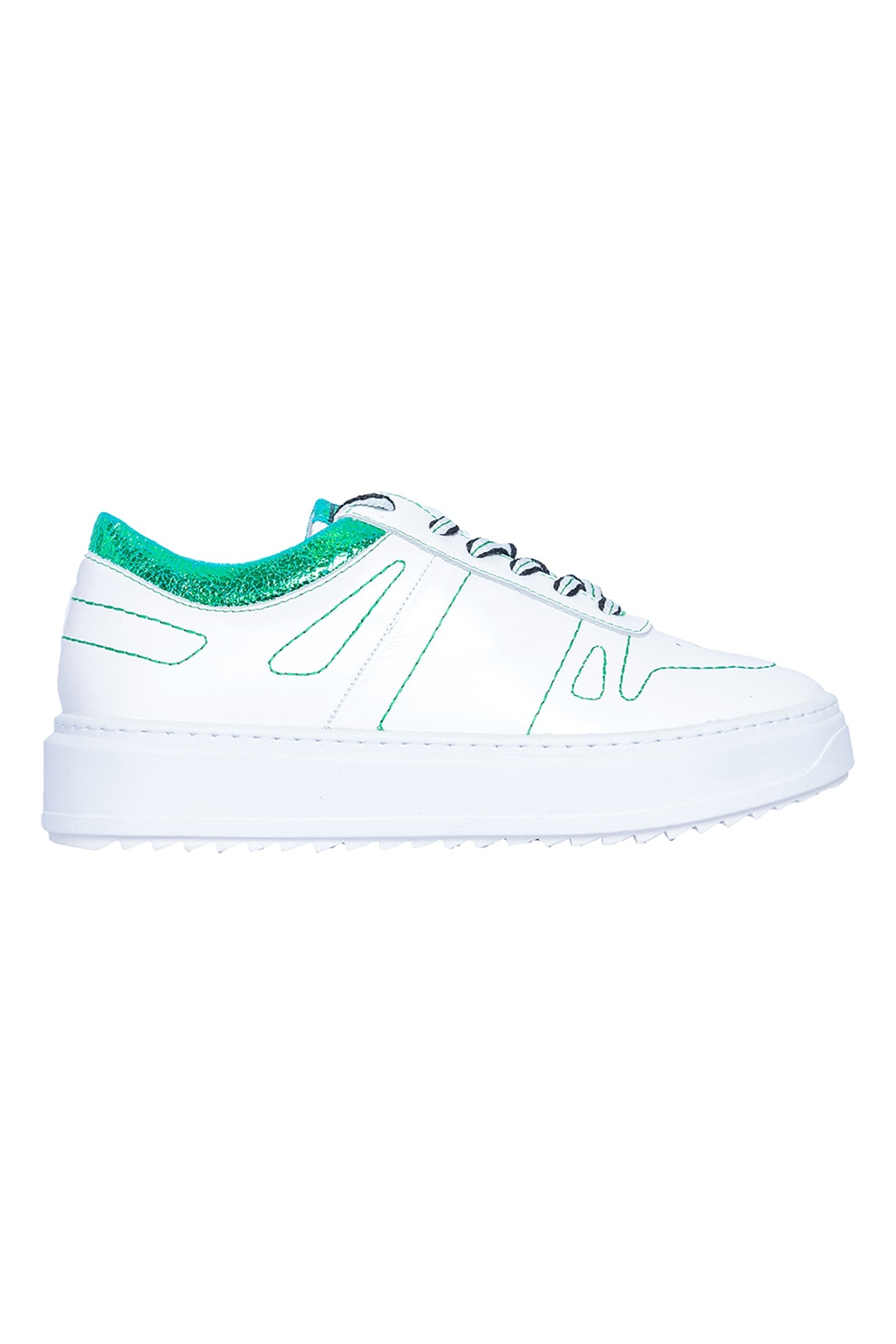 Cloud 9, Pantofi sport din piele cu cusaturi contrastante Siya, Alb/verde