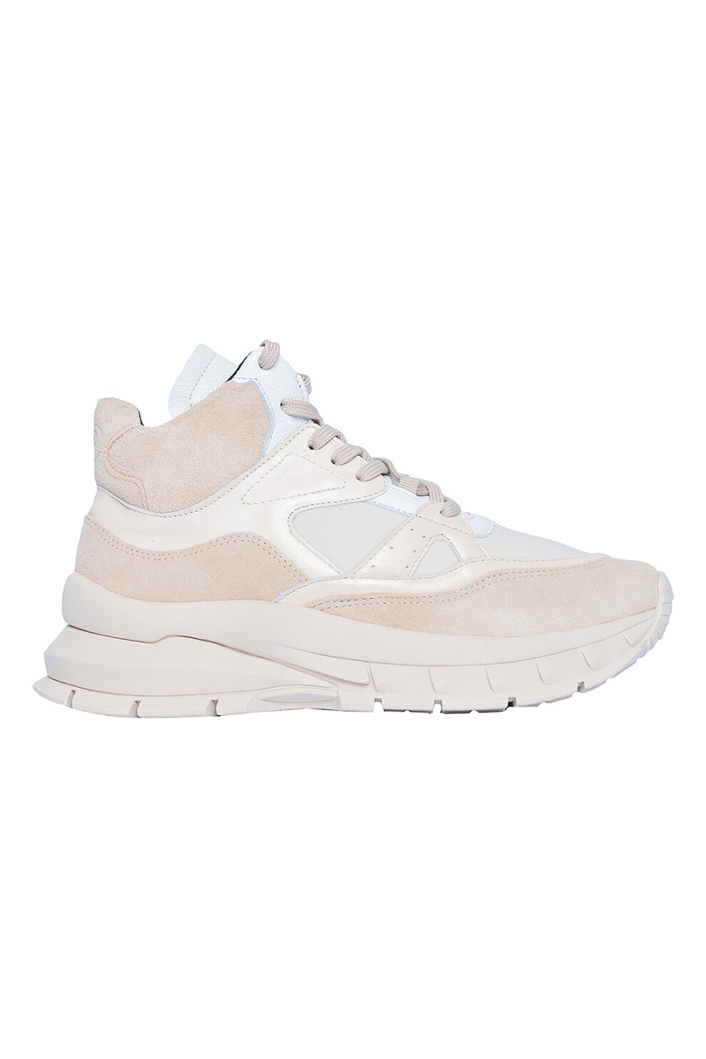 Cloud 9, Pantofi sport mid-cut cu insertii din piele intoarsa Shae, Crem