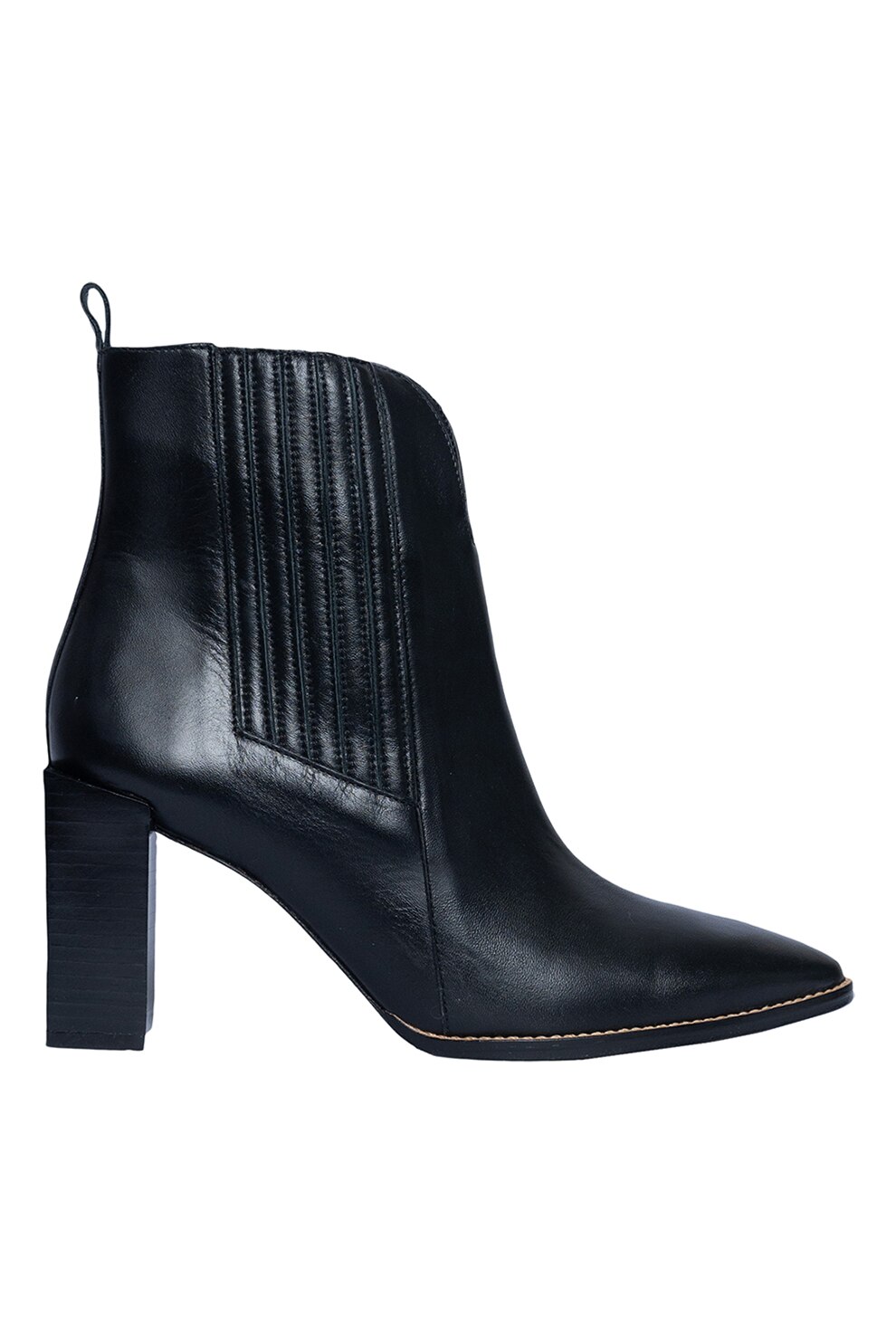 Cloud 9, Botine din piele cu toc masiv Mavis, Negru