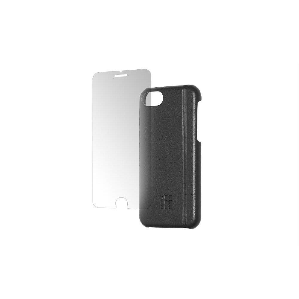 Set de protectie pentru Iphone 6Plus / 6Splus / 7Plus / 8Plus Moleskine, Husa + protectie sticla, Negru