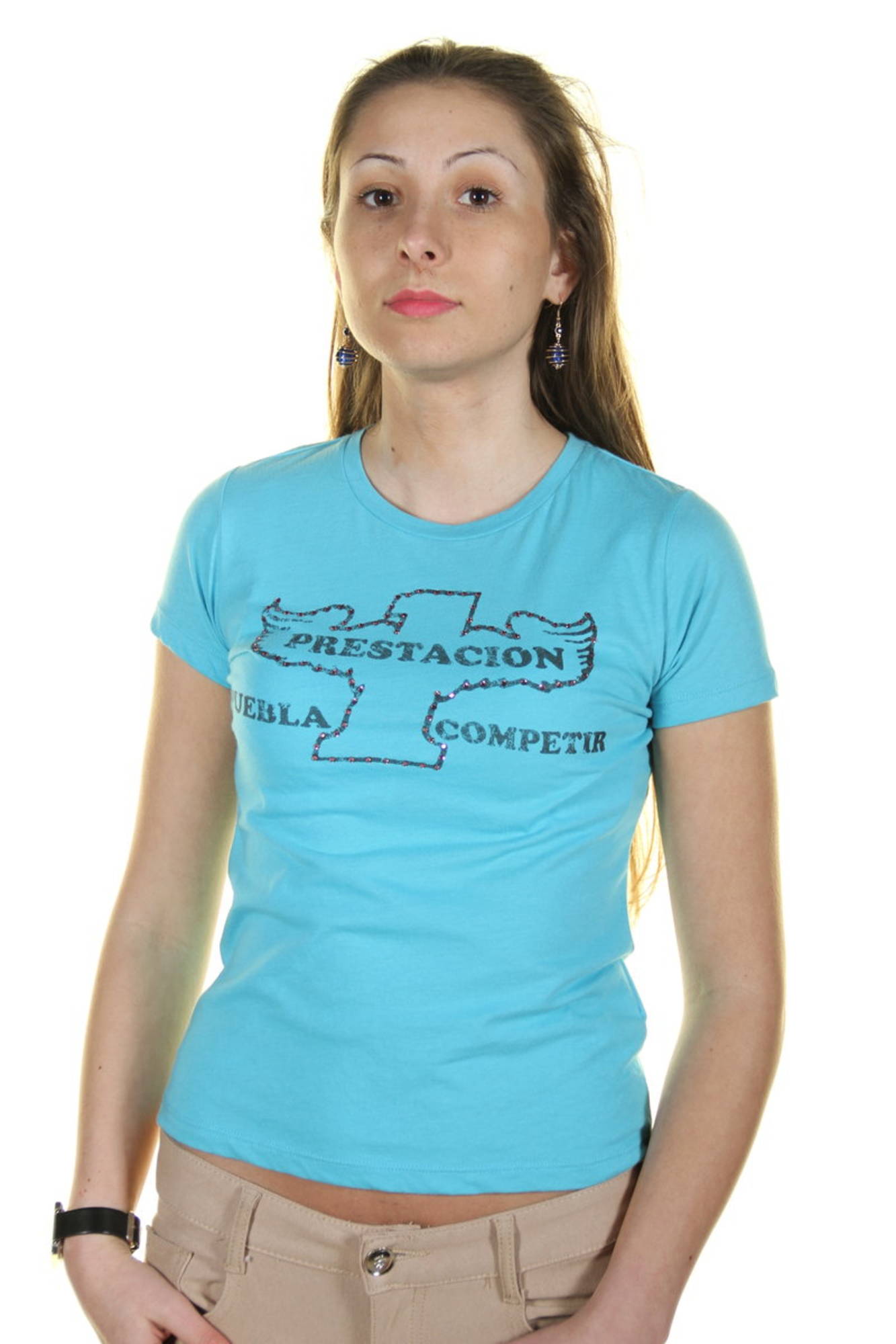 Tricou Dama, PUEBLA, 9108281, Logo, Albastru, Albastru