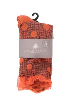 Sosete din colectia de lux din bumbac si vascoza, model stralucitor cu buline, Mabel Sarah Borghi, Portocaliu/Auriu Sosete din colectia de lux din bumbac si vascoza, model stralucitor cu buline, Mabel Sarah Borghi, Portocaliu/Auriu