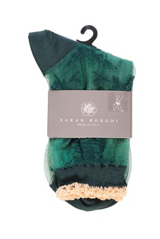 Sosete din colectia de lux din voal si vascoza, model floral dantelat, Rosie Sarah Borghi, Verde/Auriu Sosete din colectia de lux din voal si vascoza, model floral dantelat, Rosie Sarah Borghi, Verde/Auriu
