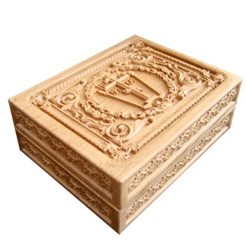 Caseta sculptata pentru pastrarea si expunere spre inchinare a Sfintelor Moaste, 190x150x70 mm Caseta sculptata pentru pastrarea si expunere spre inchinare a Sfintelor Moaste, 190x150x70 mm