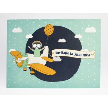 Set 20 de invitatii pentru petreceri baieti - Micul aventurier, Albastru, Cu mesaj , Hartie Set 20 de invitatii pentru petreceri baieti - Micul aventurier, Albastru, Cu mesaj , Hartie