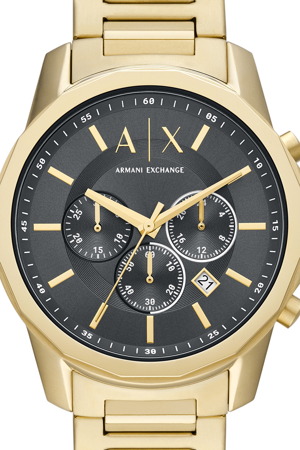 ARMANI EXCHANGE, Kronográf karóra rozsdamentes acél szíjjal, Aranyszín ...