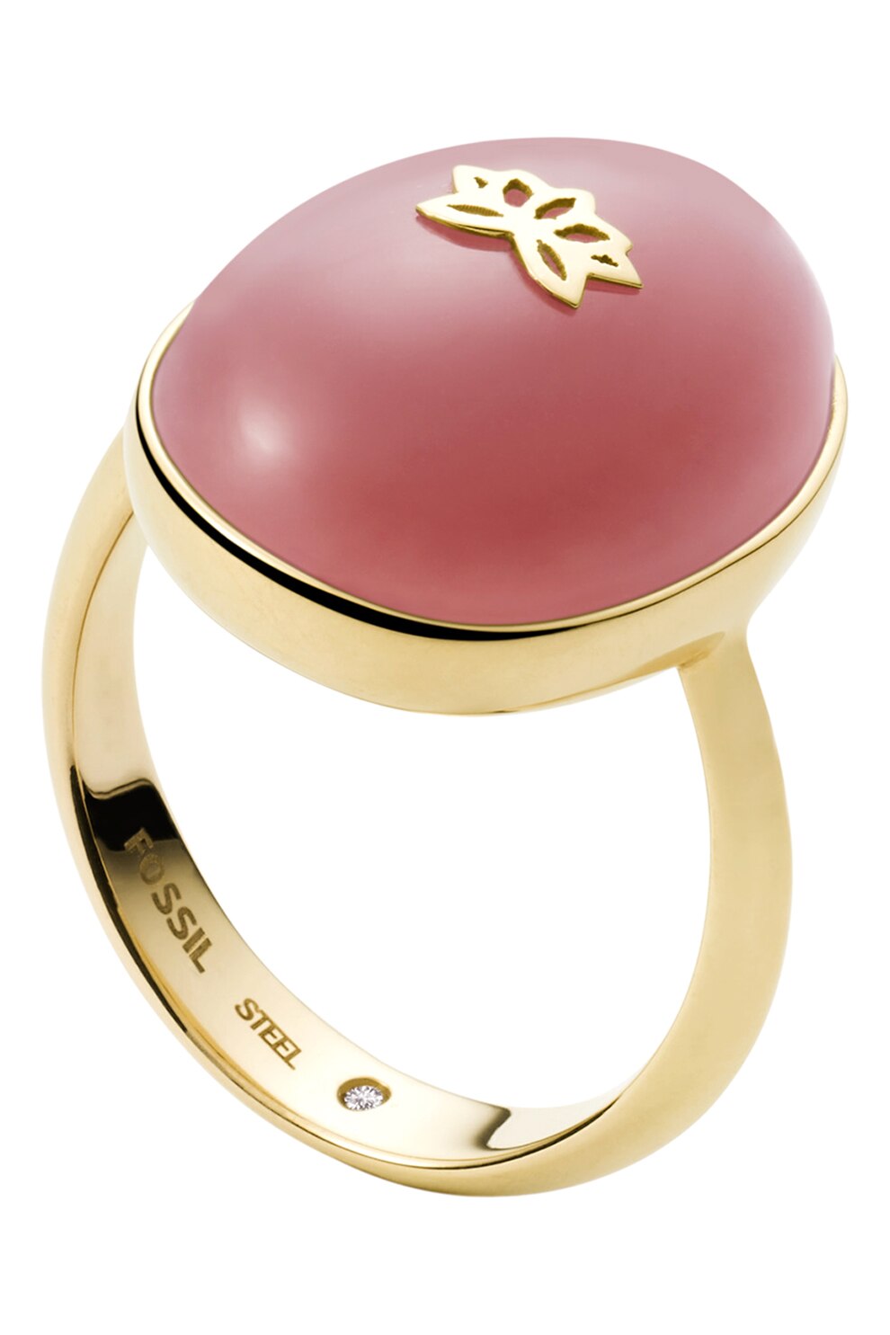Fossil, Inel de otel inoxidabil decorat cu pietre semipretioase