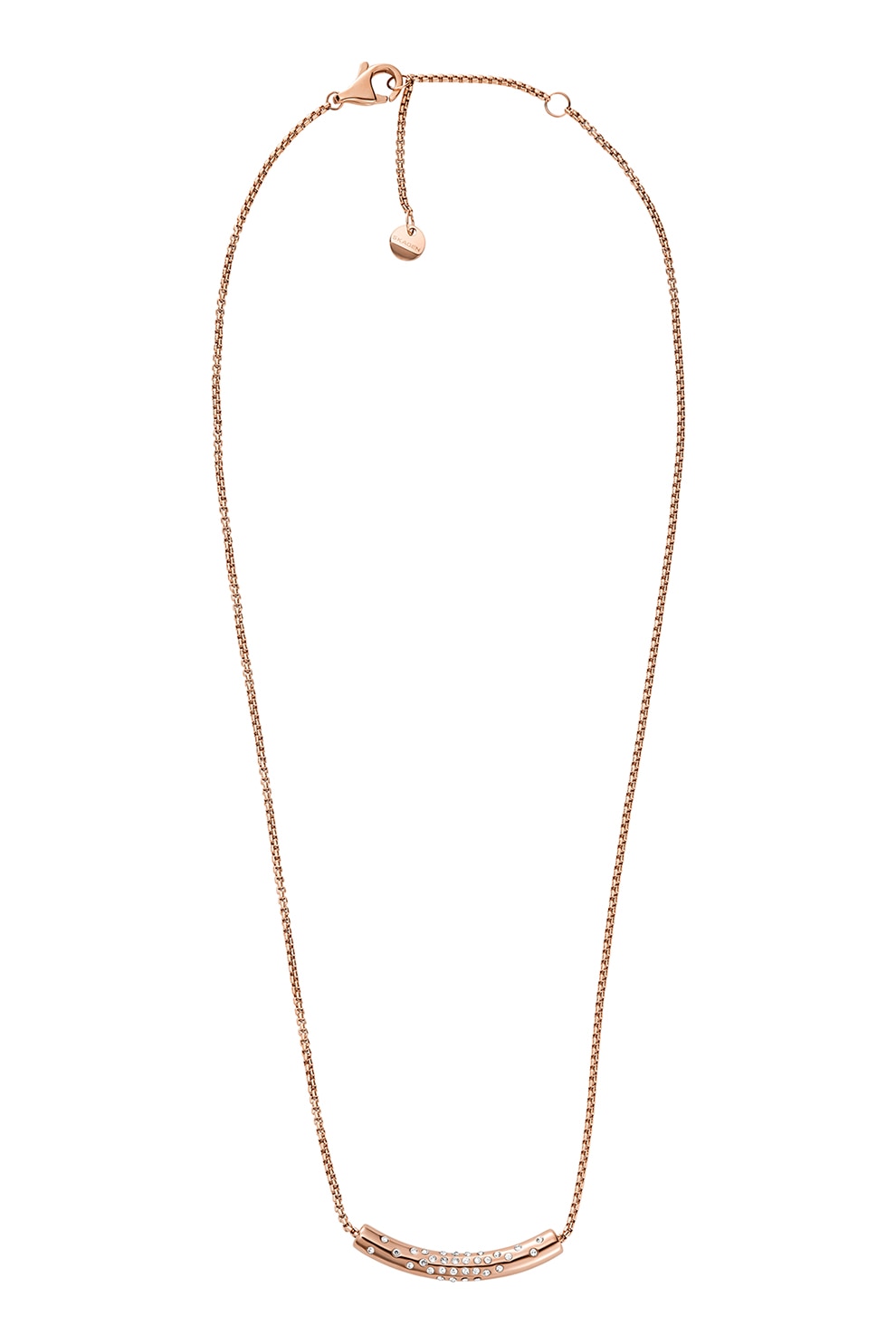 Skagen, Colier de otel inoxidabil cu cristale, Auriu rose