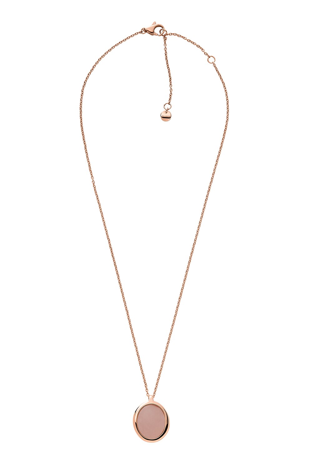 Skagen, Colier de otel inoxidabil cu pandantiv quartz rose, Auriu rose