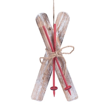 Decoratiune schiuri de agatat, alb/rosu, 37 cm Decoratiune schiuri de agatat, alb/rosu, 37 cm