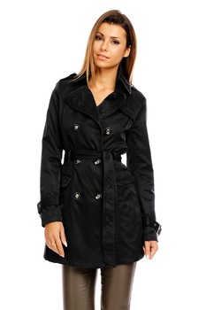 Trench dama cu cordon in talie, Negru Trench dama cu cordon in talie, Negru