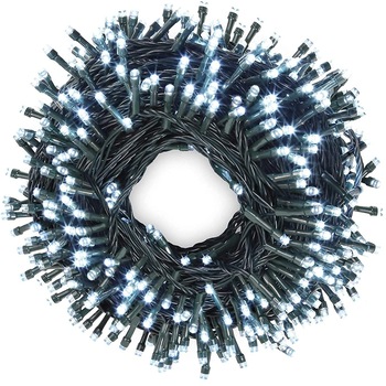 Instalatie de Craciun pentru Halloween si Christmas, Nevermore®, Tip Liniara, Fir Negru, 15 m, 200 LED-uri, Alb rece Instalatie de Craciun pentru Halloween si Christmas, Nevermore®, Tip Liniara, Fir Negru, 15 m, 200 LED-uri, Alb rece