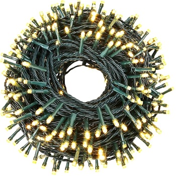 Instalatie de Craciun pentru Halloween si Christmas, Nevermore®, Tip Liniara, Fir Negru, 15 m, 200 LED-uri, Alb cald Instalatie de Craciun pentru Halloween si Christmas, Nevermore®, Tip Liniara, Fir Negru, 15 m, 200 LED-uri, Alb cald