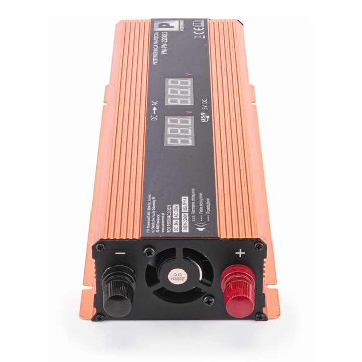 Преобразувател на напрежение Powermat PM-PN-2200LS, LCD, 24 V, 2200 W ...