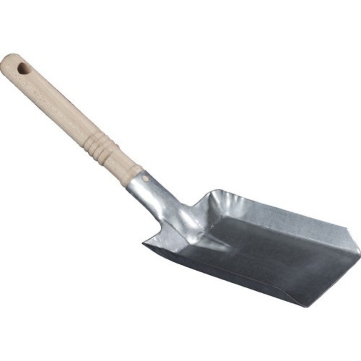 Faras zincat cu maner de lemn pentru soba, 38 cm