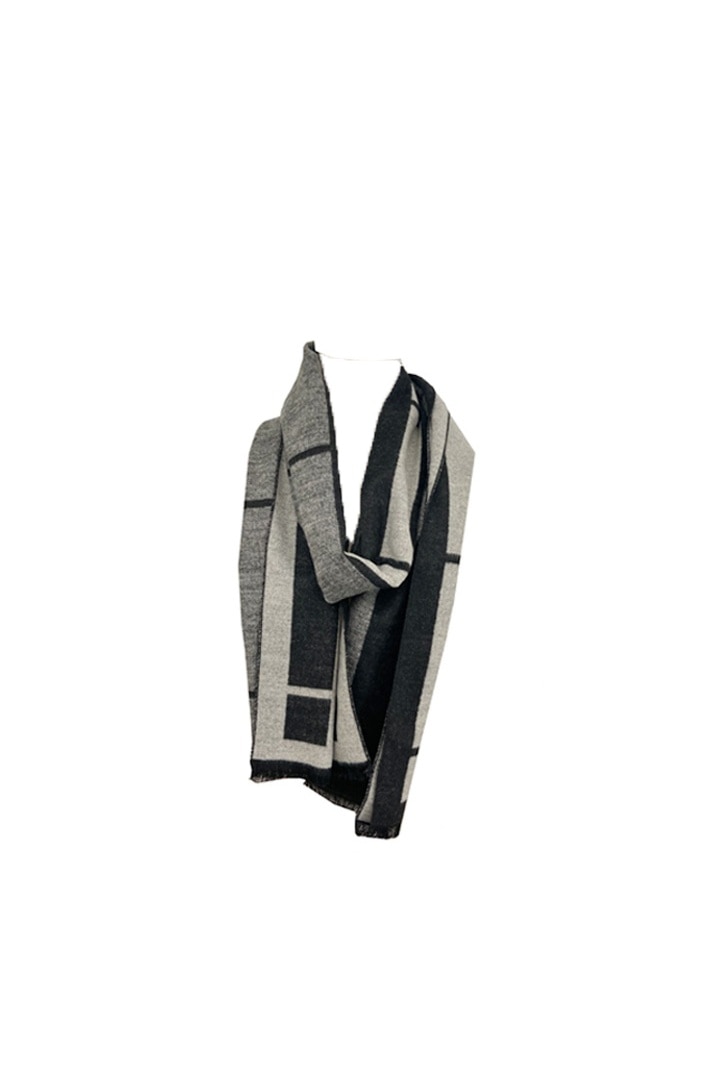 Fular cu model carouri Soft Cashmera, Antonio, 620189699 Negru/Gri, 180 x 30 cm