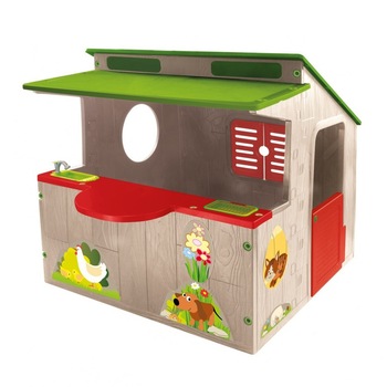 Casuta pentru gradina cu bucatarie, usi si ferestre construite sigur fara margini ascutite, 118 x 139 x 120 cm Casuta pentru gradina cu bucatarie, usi si ferestre construite sigur fara margini ascutite, 118 x 139 x 120 cm