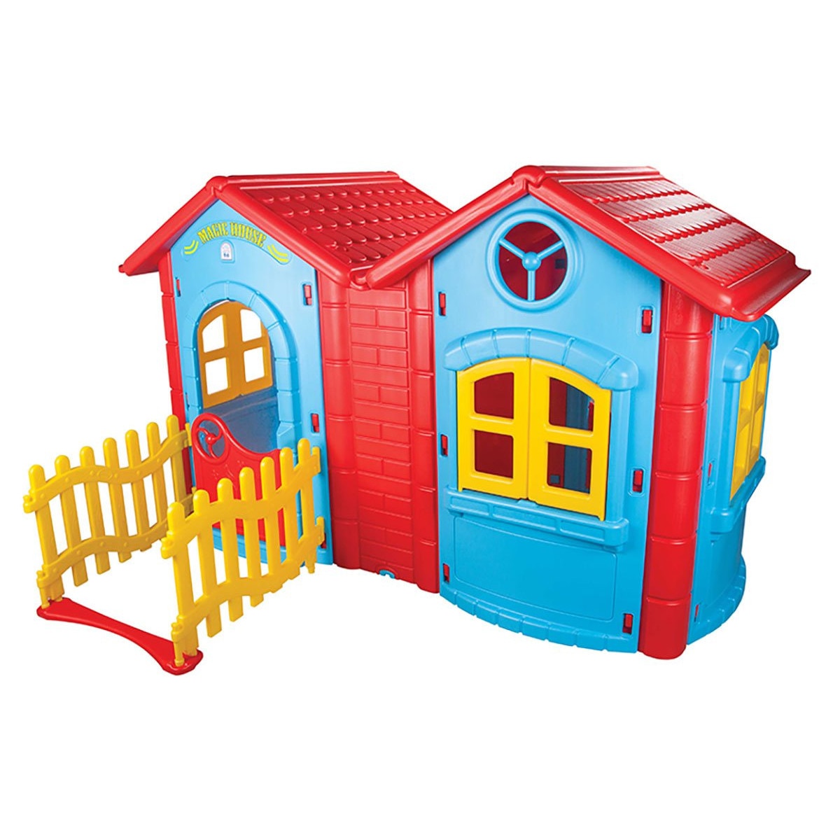 Casuta dubla pentru gradina, gard, ferestre si usi functionale, asamblare foarte usoara, 172 x 220 x 131 cm