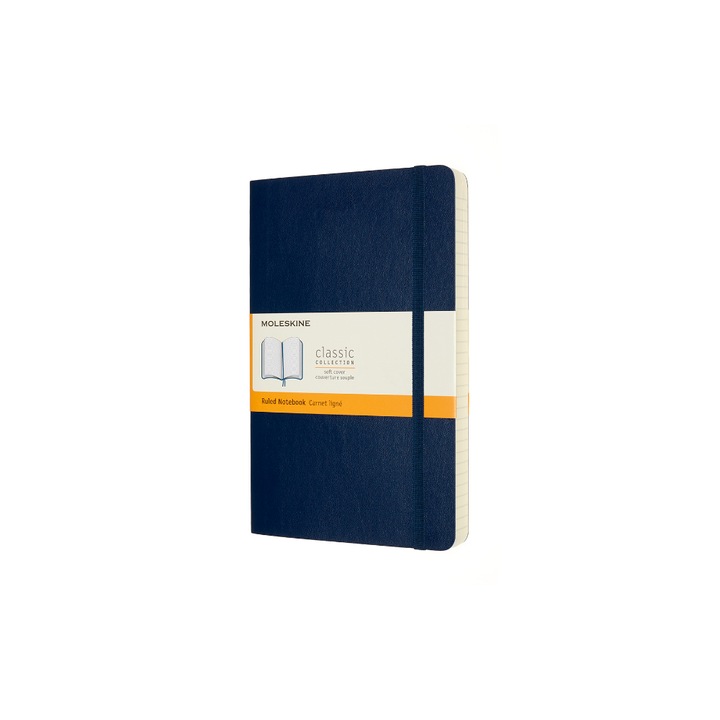 Тефтер Moleskine, Classic Expanded Collection, 13 x 21 cm, 70 g/m2, Тъмно син