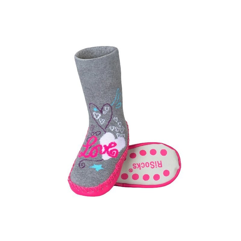 Mocasini, Love, gri cu roz 26-27