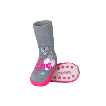 Mocasini, Love, gri cu roz 26-27 Mocasini, Love, gri cu roz 26-27