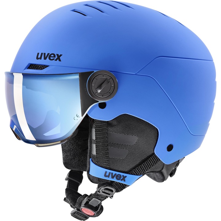 Casca ski Uvex ROCKET JR VISOR, pentru copii, Albastru, 51 - 55 cm