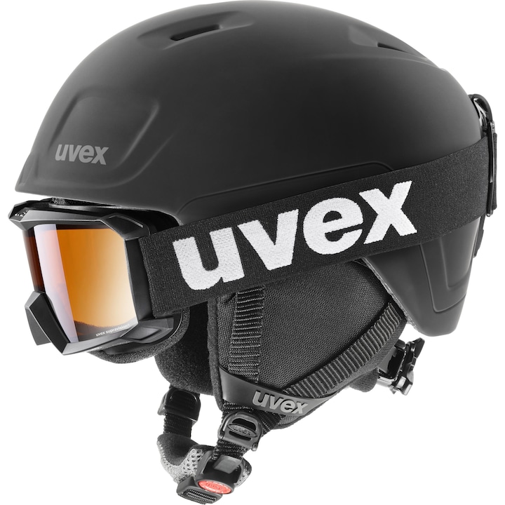 Комплект за ски Uvex HEYYA PRO, Каска+Очила, Черен, 51 - 55 см