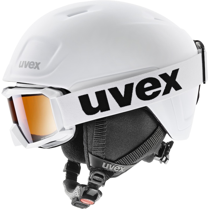 Комплект за ски Uvex HEYYA PRO, Каска+Очила, Бяла/Черна, 51 - 55 см