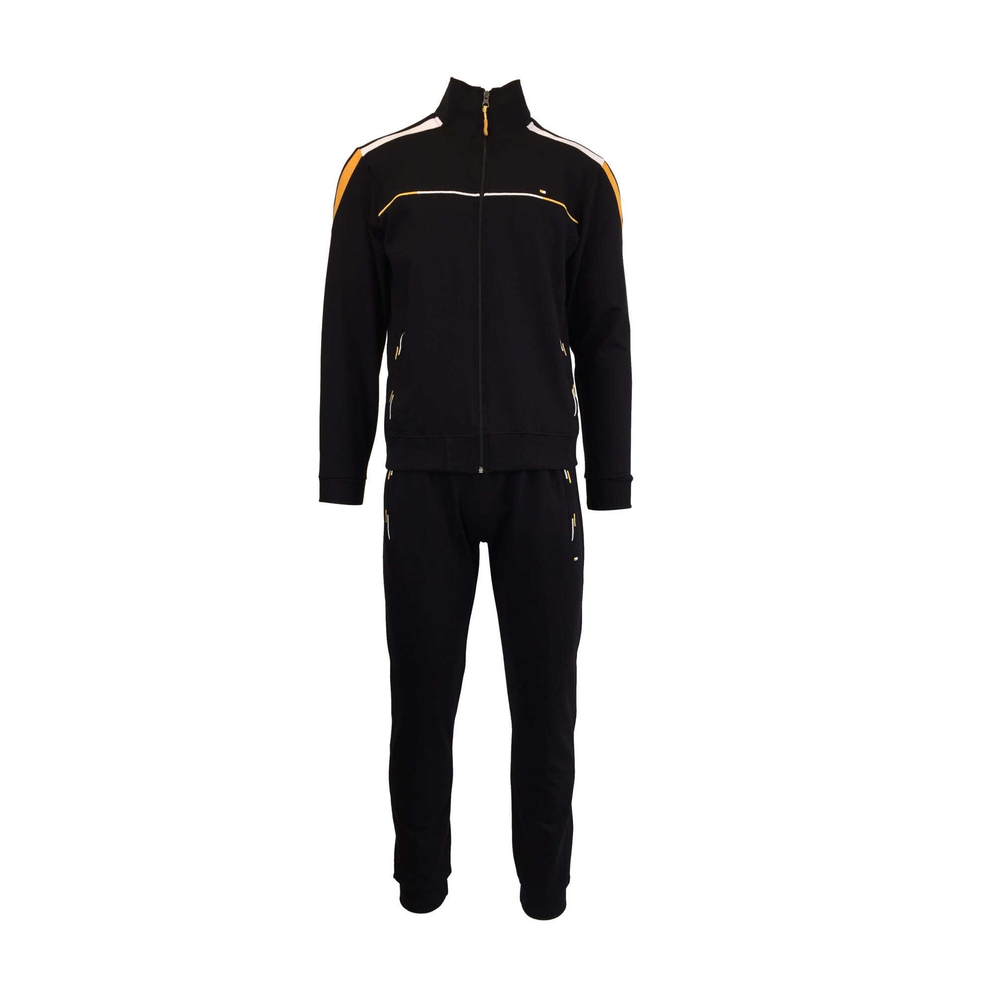 Trening barbat, UNIVERS FASHION, negru, bluza cu 2 buzunare cu fermoare, pantaloni cu 3 buzunare cu fermoare, marime 2XL