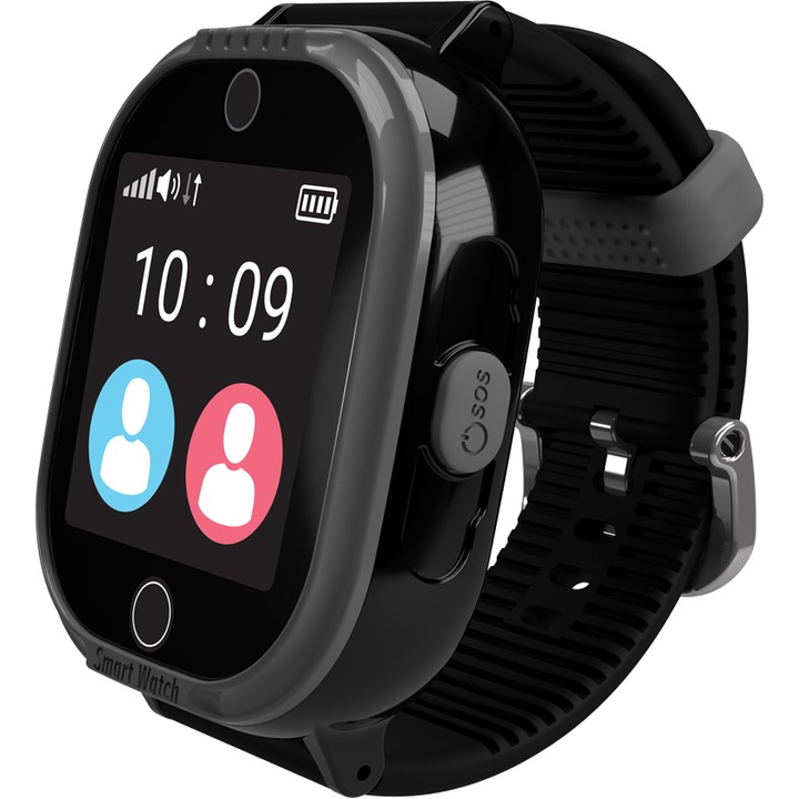 Smartwatch за деца MyKi Watch 4 Lite с тройна локация (LBS, GPS, Wi-Fi), Непропусклив, Черен