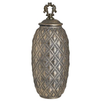 Vaza ceramica cu capac, auriu/negru antichizat, 16x38 cm Vaza ceramica cu capac, auriu/negru antichizat, 16x38 cm