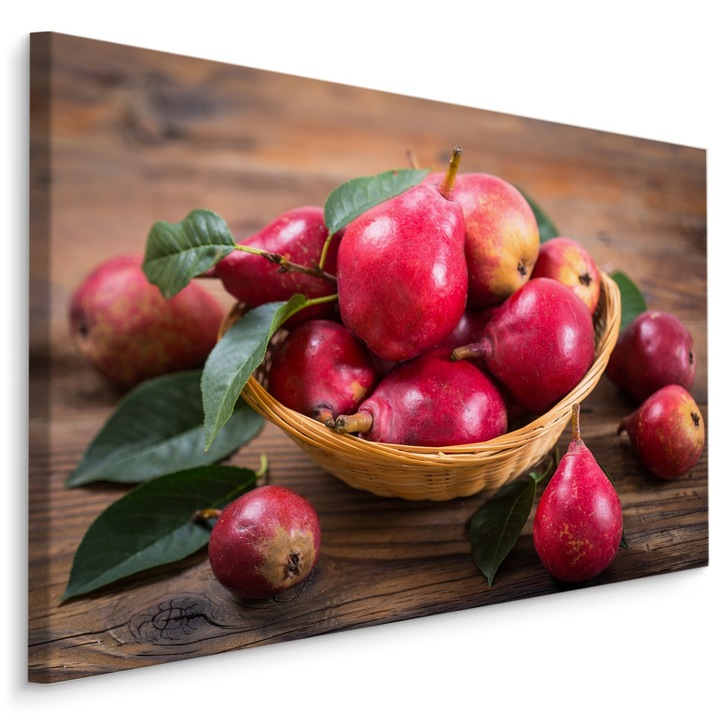 Tablou pentru sufragerie FRUCTE pere rosii 30cm x 20cm Panza pe cadru de lemn, Decoratiuni Moderne pentru Casa
