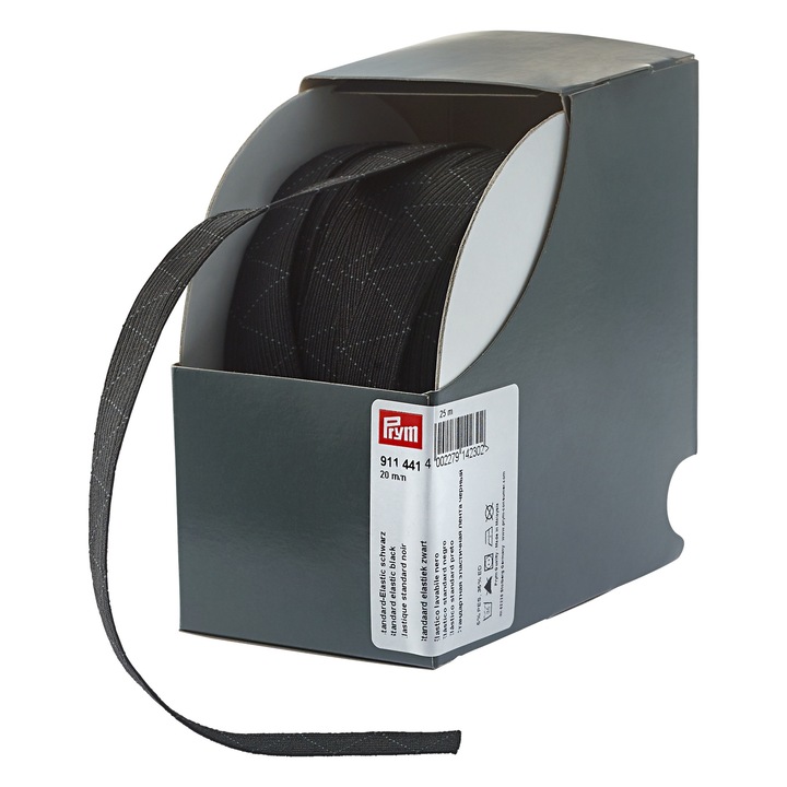 Elastic universal 20 mm latime, 25 m lungime, negru, Prym