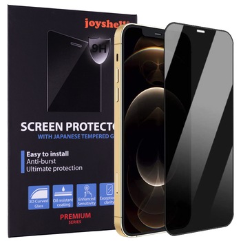 Folie Sticla Joyshell, pentru Apple iPhone 12, Model Privacy, Full Glue, Protectie Profesionala Ecran 3D, Full Cover, Negru Folie Sticla Joyshell, pentru Apple iPhone 12, Model Privacy, Full Glue, Protectie Profesionala Ecran 3D, Full Cover, Negru