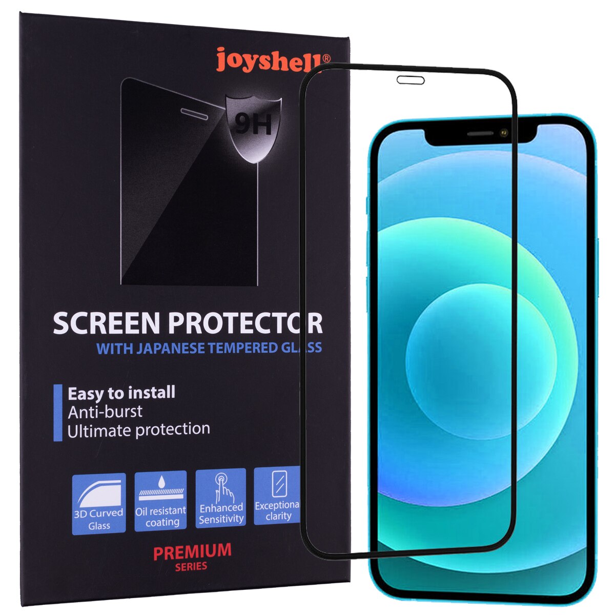 Folie Sticla Joyshell, pentru Apple iPhone 12 Pro, Protectie Ecran 3D, Full Glue, Full Cover, Negru