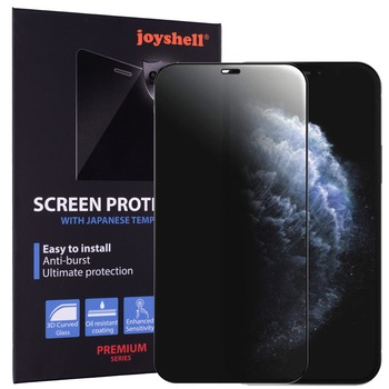Folie Sticla Joyshell, pentru Apple iPhone 12 Mini, Model Privacy, Full Glue, Protectie Profesionala Ecran 3D, Full Cover, Negru Folie Sticla Joyshell, pentru Apple iPhone 12 Mini, Model Privacy, Full Glue, Protectie Profesionala Ecran 3D, Full Cover, Negru