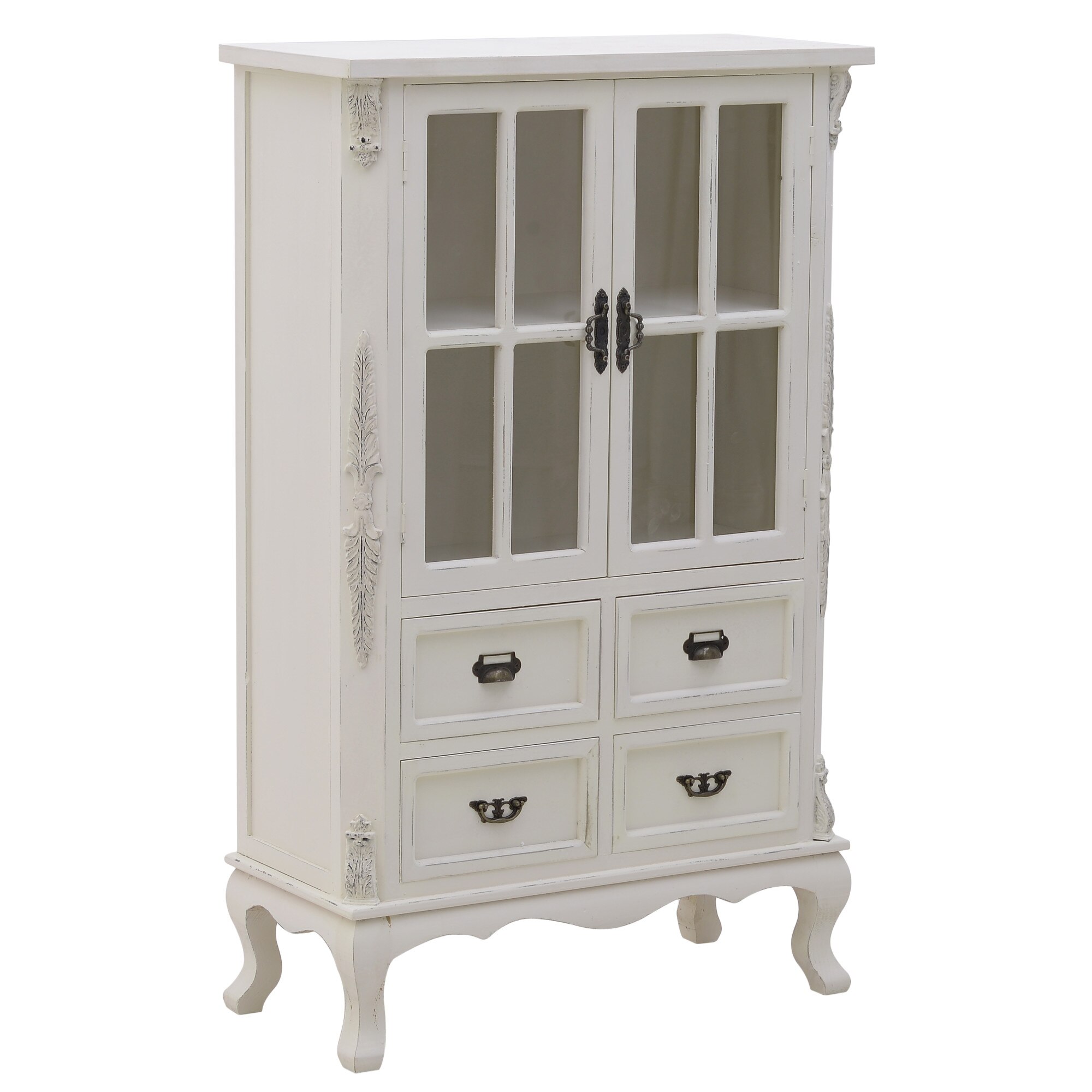 Vitrina lemn, crem, 74x33x121 cm