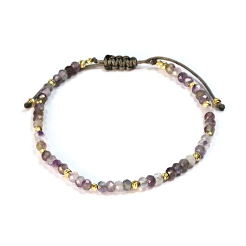 Bratara din aur galben de 14K cu ametist, Beejou, Snur reglabil Bratara din aur galben de 14K cu ametist, Beejou, Snur reglabil