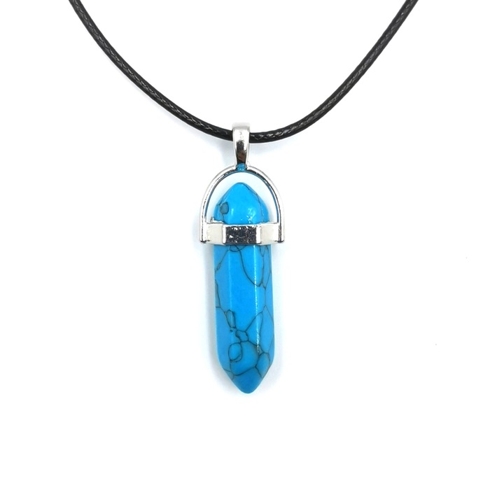 Nevermore nyaklánc, dupla hegyű kristály medál, kék/türkiz